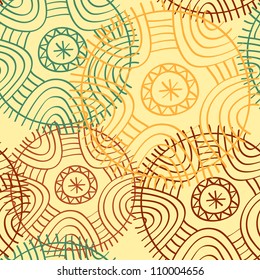 Abstract colorful vintage retro floral seamless pattern