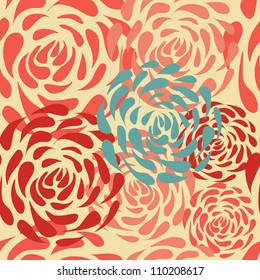 Abstract colorful vintage retro floral seamless pattern