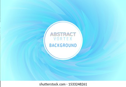 Abstract colorful vortex twist polygonal element spiral on light blue background with blank space for text copy