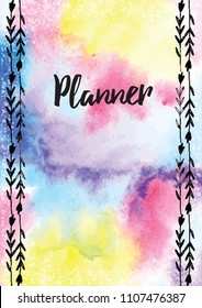 Abstract colorful watercolor background. Digital art pinting. Vector illustration