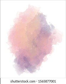 Abstract colorful watercolor background. Paint splash, blob isolated on white backdrop. Orange, purple and pink ombre. Vector illustration eps 8.