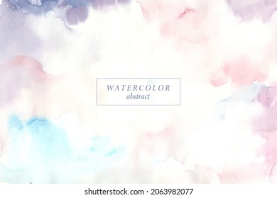 Abstract colorful watercolor background. Pale, pastel, soft colors. Watercoor wash. Pink, violet, blue colors.