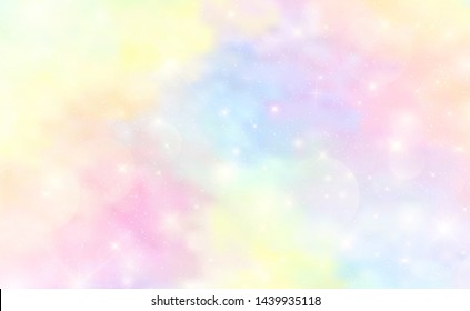 Abstract Colorful Watercolor background and pastel color.The unicorn in pastel sky with rainbow. Cute bright candy background. EPS 10