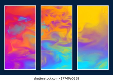 abstract colorful watercolor banners set of three