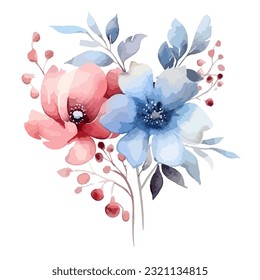 Abstract Colorful Watercolor Floral Element