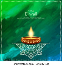 Abstract colorful watercolor Happy Diwali vector background