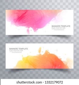 Abstract colorful watercolor header set design