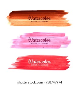 Abstract colorful watercolor stokes set vector