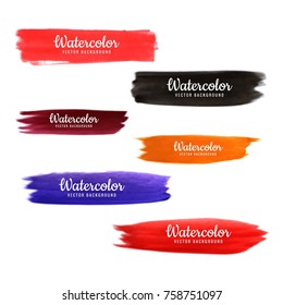 Abstract colorful watercolor stokes set vector design