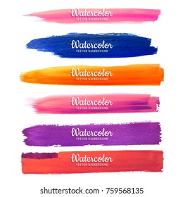 Abstract colorful watercolor stokes set vector