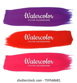 Abstract colorful watercolor stokes set illustration vector