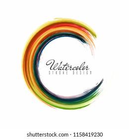 Abstract colorful watercolor stroke design background