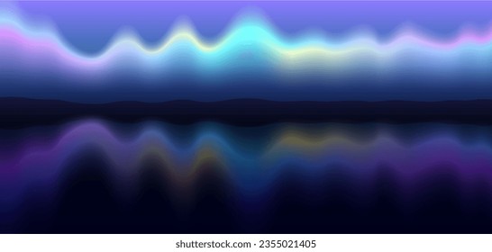 Abstract colorful wave background. Aurora reflection on the lake.