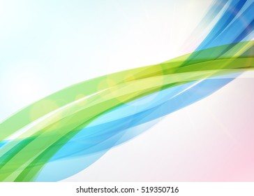 Abstract colorful wave background. Bright shining sun. Summer or spring background. Wave background with light effects. Vector illustration