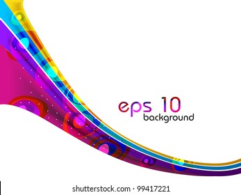 Abstract colorful wave background in bright colors. EPS 10, isolated on white.