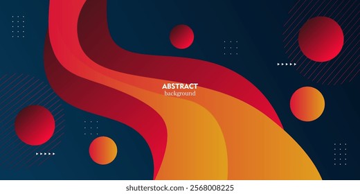 Abstract colorful wave background with deep orange red and dark blue in the background. Vector Eps10