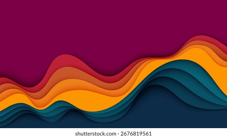 Abstract colorful wave background design with vibrant curves and modern pattern illustration