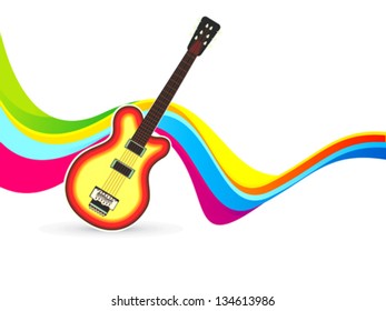 abstract colorful wave background with guitar vector illustration