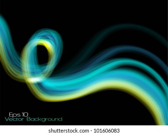 Abstract colorful wave background isolated on black and copy space. EPS 10, vector illustration. can be use for flyer, banner or poster. EPS 10.