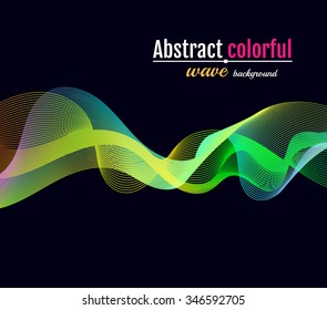 Abstract colorful wave background. Moving Colorful Lines on the black Background for Poster, Flyer, Cover, Presentation. Vector Rainbow Lines.