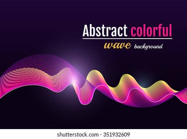 Abstract colorful wave background. Moving Colorful Lines on the black Background for Poster, Flyer, Cover, Presentation. Vector version in pink color.