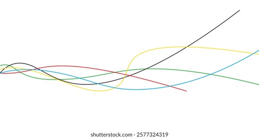 Abstract colorful wave background with Olympic line colors isolated on white background eps10