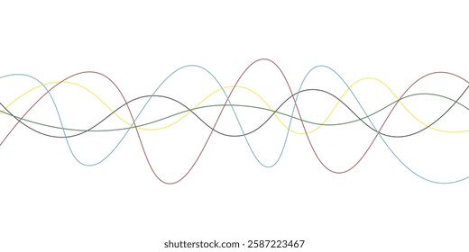 Abstract colorful wave background with Olympic line colors isolated on white background