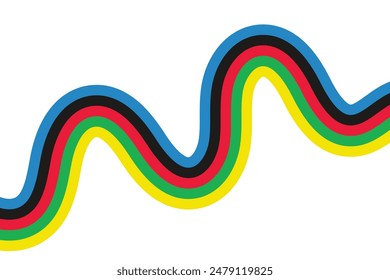 Abstract colorful wave background with Olympics lines colors isolated with white background.