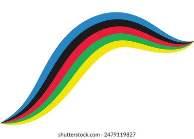 Abstract colorful wave background with Olympics lines colors isolated with white background.