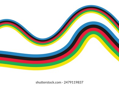 Abstract colorful wave background with Olympics lines colors isolated with white background.