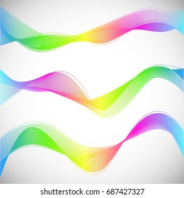 Abstract colorful wave background set. vector illustration. Rainbow clip art