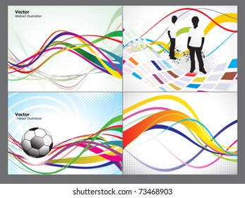abstract colorful wave background set vector illustration