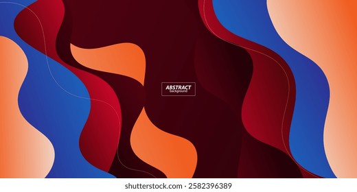 Abstract colorful wave background with soft red, brown and blue colors in the background. Vector Eps10