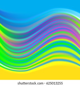 Abstract colorful wave background with soft lines. Blur stripes background in rainbow colors. Smooth gradient template for abstract background design. Vector illustration. 