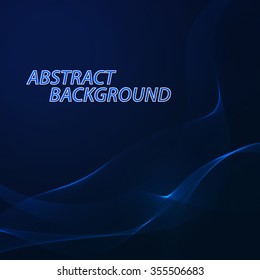 Abstract colorful wave background. Technology style with blend. Moving Colorful Lines on the dark blue Background for Poster, Flyer, Cover, Presentation. Vector Rainbow Lines.
