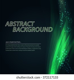 Abstract colorful wave background. Technology style with blend. Moving Colorful Lines on the dark green Background for Poster, Flyer, Cover, Presentation. Vector Rainbow Lines.