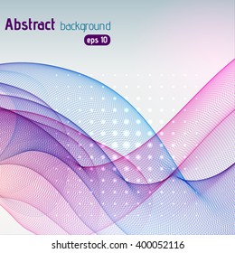 Abstract colorful wave background. Vector illustration. Purple, blue, pink colors. 