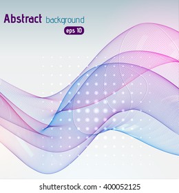 Abstract colorful wave background. Vector illustration. Purple, blue, pink colors. 