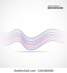 Abstract colorful wave of dotted lines. Vector