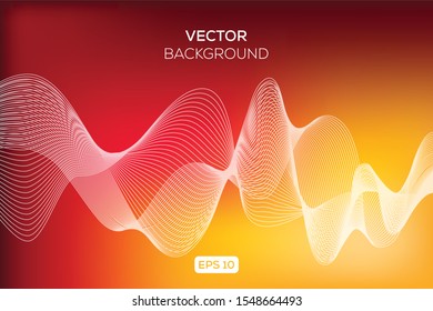 Abstract colorful wave element for design. Digital frequency track equalizer. Stylized line art background. Wave created using blend tool.Curved wavy line, smooth stripe. Vector illustration.