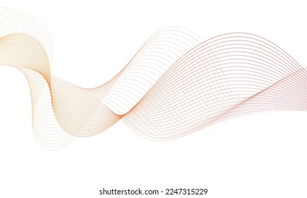Abstract colorful wave element for design. Digital frequency track equalizer. Stylized line art background.Vector illustration.Wave with lines created using blend tool.Curved wavy line, smooth stripe
