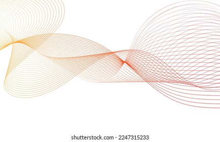 Abstract colorful wave element for design. Digital frequency track equalizer. Stylized line art background.Vector illustration.Wave with lines created using blend tool.Curved wavy line, smooth stripe