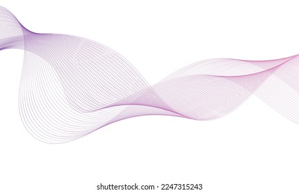 Abstract colorful wave element for design. Digital frequency track equalizer. Stylized line art background.Vector illustration.Wave with lines created using blend tool.Curved wavy line, smooth stripe