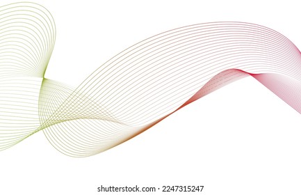 Abstract colorful wave element for design. Digital frequency track equalizer. Stylized line art background.Vector illustration.Wave with lines created using blend tool.Curved wavy line, smooth stripe