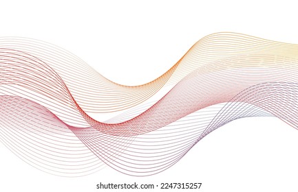 Resumen de elementos de onda colorida para el diseño. Ecualizador de pista de frecuencia digital. Fondo artístico de línea estilizada.Ilustración vectorial.Onda con líneas creadas con herramienta de mezcla.Línea ondulada curvada, banda lisa