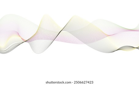 Abstract colorful wave element for design. Element for design isolated on white. Pink color, pink wave melody lines on white background,