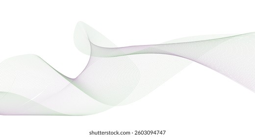 Abstract colorful wave element for design. Digital frequency track equalizer. Stylized line art background. Vector illustration. Wave with lines created using blend tool.