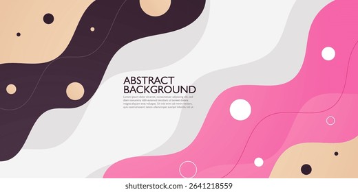 Abstract colorful wave fluid banner background. Simple brown and pink wave fluid shapes pattern on bright white background. Eps10 vector
