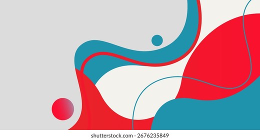 Abstract colorful wave fluid red shape pattern on bright background, Simple and trendy banner background.