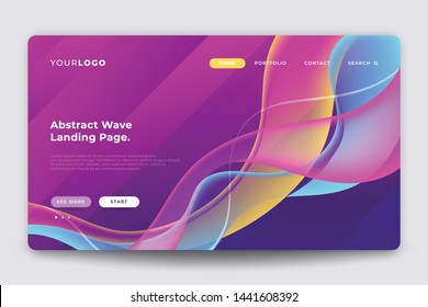 Abstract colorful wave landing page template, Virtual reality concept, Web page design templates, Modern vector concept design for internet marketing template.